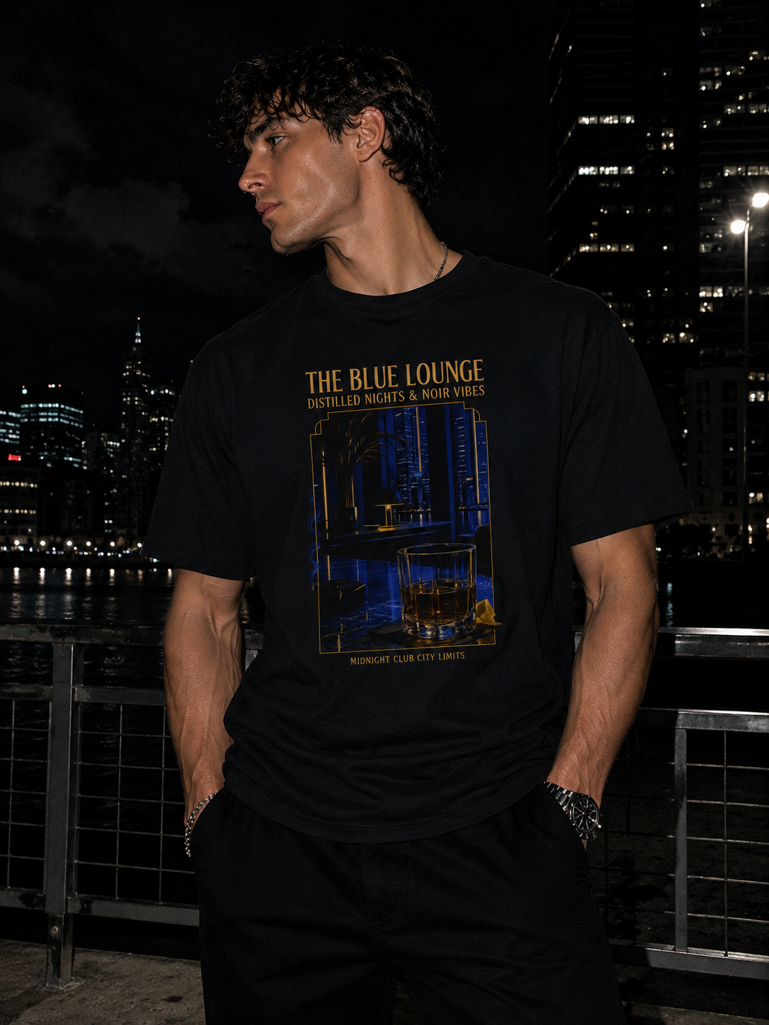 THE BLUE LOUNGE – „Midnight Noir“ Premium Heavyweight T-Shirt